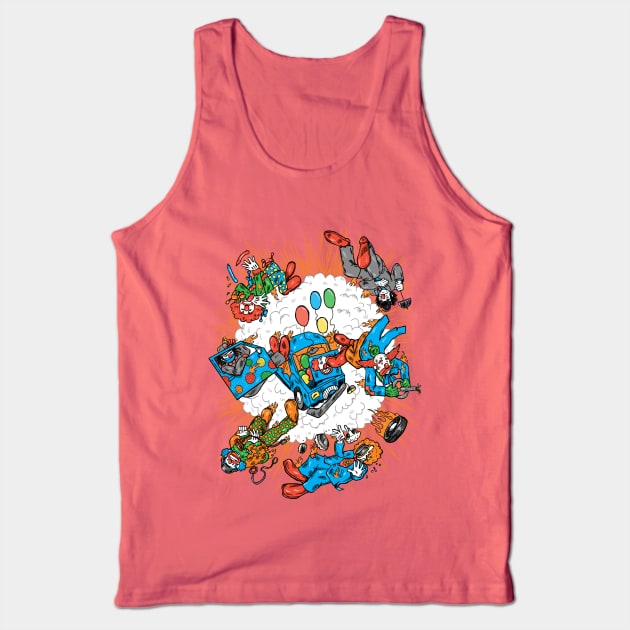 Clown Car Explosion Tank Top by nickv47